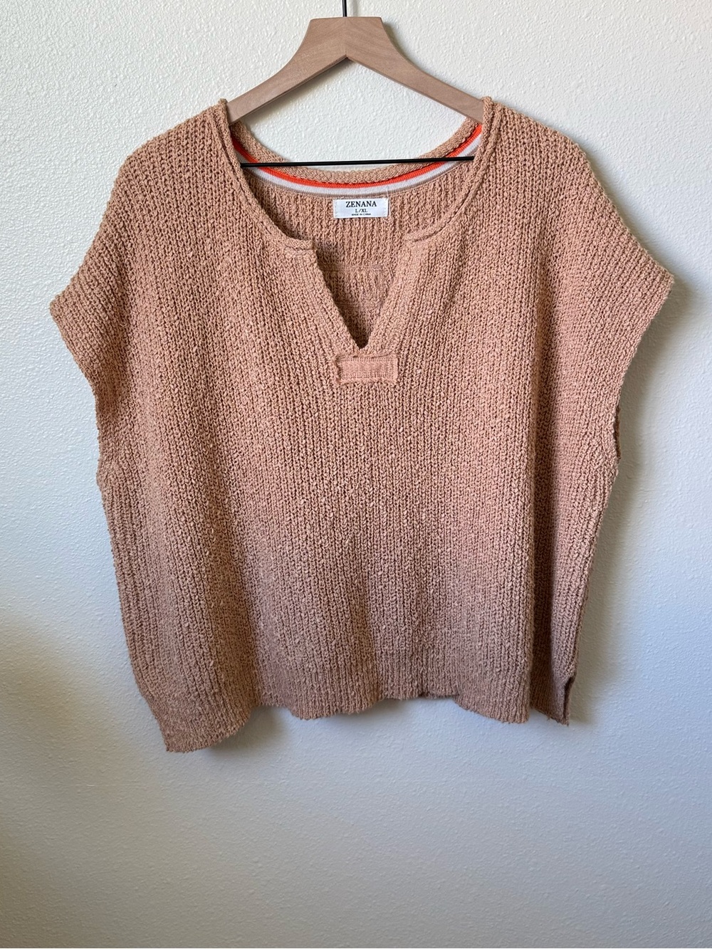 Zenana Outfitters Brown Textured Knit Short-Sleeve Top